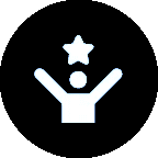 Icon of a person with raised arms and a star above their head.